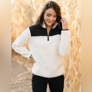 ZYIA ACTIVE Cream 1/4 Zip Fleece Sweater Lightweight Soft Pullover Women Size XL